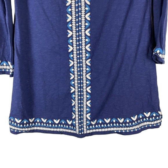 Boden Navy Blue Embroidered Long Sleeve Cotton Tunic Dress Size Small - Picture 3 of 8